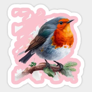 Robin Bird Watercolor 8.0 T-Shirt Sticker